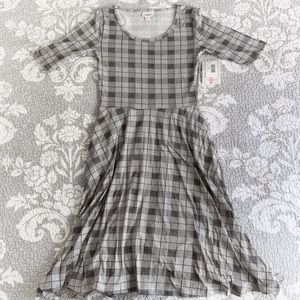 LuLaRoe Black White Plaid Nicole Midi Dress
